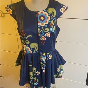 Floral Patterned Navy Dress